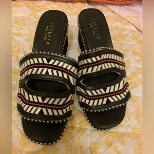 Cecelia New York leather Sandals Size 7 Solid Beaded